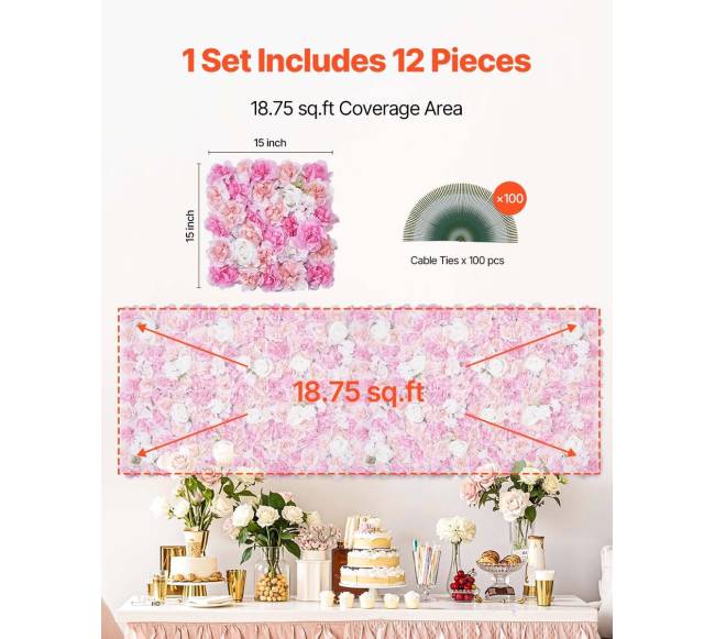 3D gėlių sienos panelės 38x38 cm, 12 vnt.5