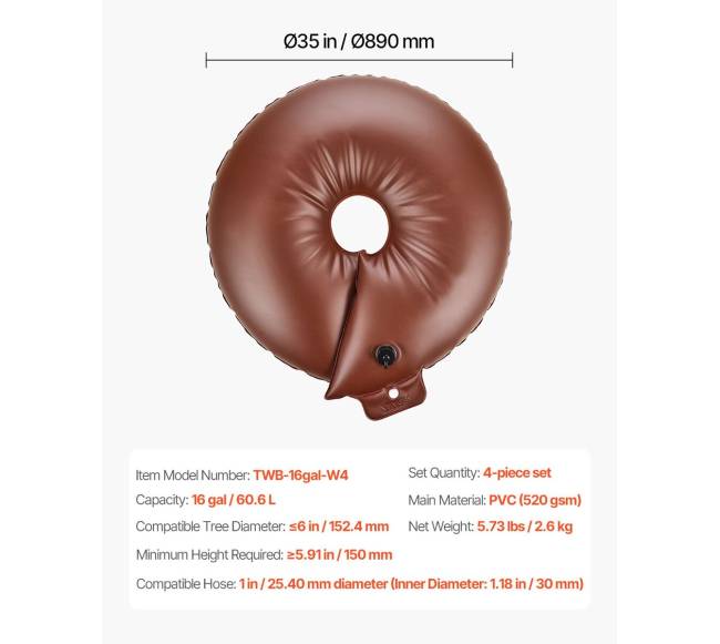 Medžių laistymo žiedai, 4 komplektai, 60 l6