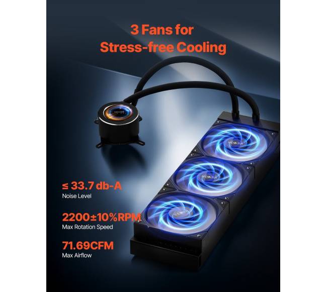 Skystas CPU aušintuvas su 3 ventiliatoriais3