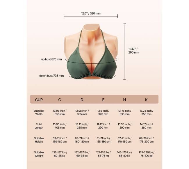 Silikoninė E dydžio krūtinė "cosplay" ir drag queen6