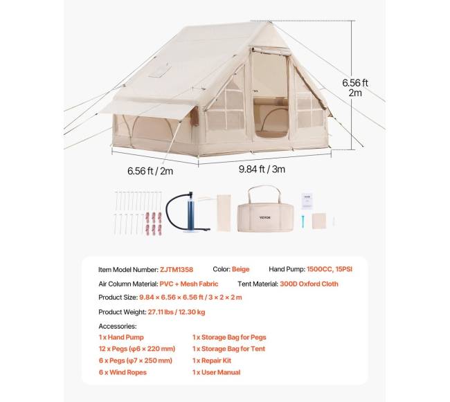 Pripučiamas palapinė 3-5 žmonėms6