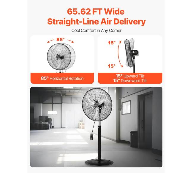 76 cm industrinis pastatomas ventiliatorius, reguliuojamas aukštis3