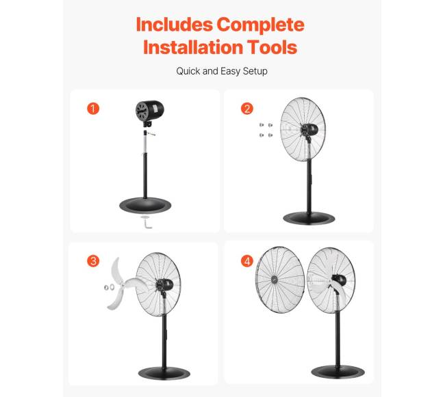 76 cm industrinis pastatomas ventiliatorius, reguliuojamas aukštis5