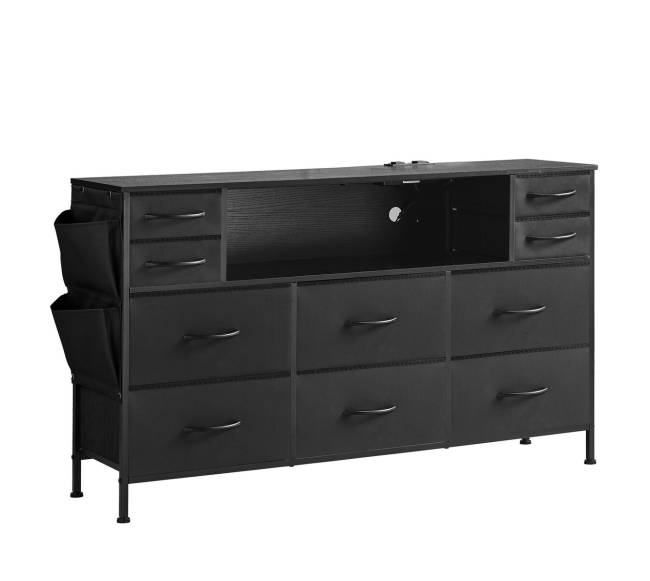 10 stalčių komoda su LED ir lizdu0