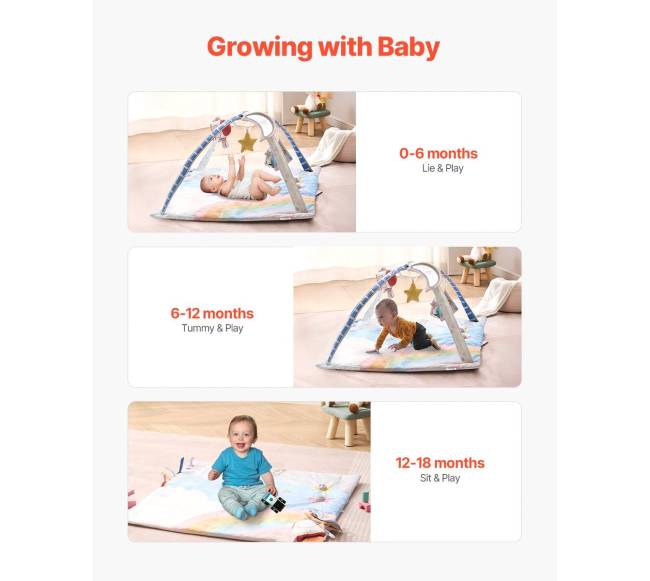 Kūdikio žaidimų kilimėlis su sensoriniais žaislais1