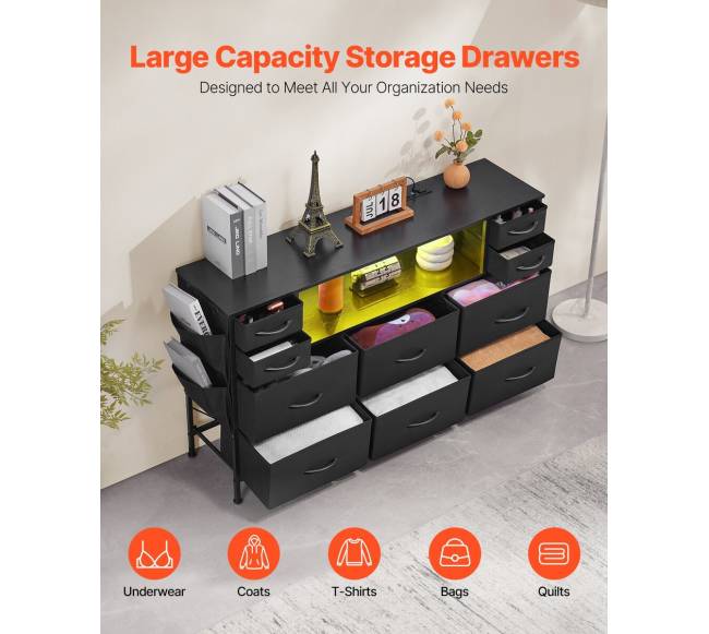 10 stalčių komoda su LED ir lizdu2