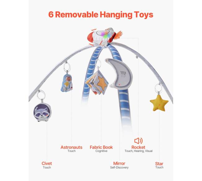 Kūdikio žaidimų kilimėlis su sensoriniais žaislais2