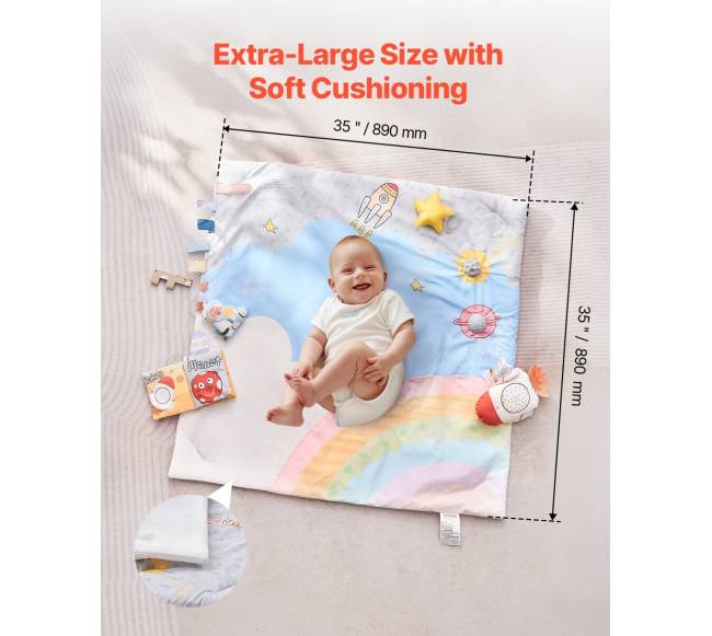 Kūdikio žaidimų kilimėlis su sensoriniais žaislais3