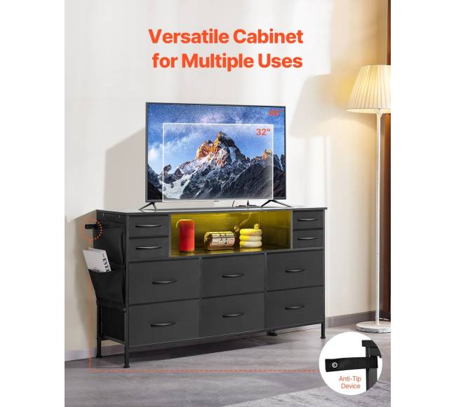 10 stalčių komoda su LED ir lizdu5