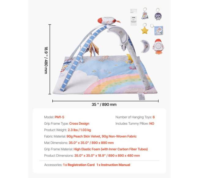 Kūdikio žaidimų kilimėlis su sensoriniais žaislais6