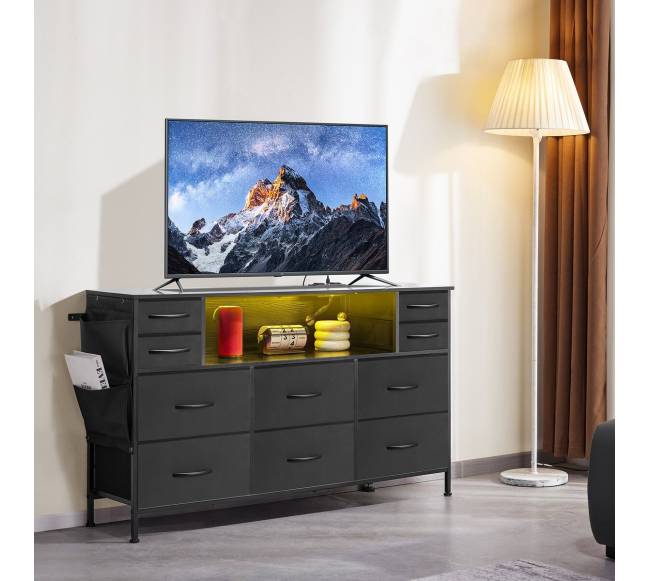 10 stalčių komoda su LED ir lizdu7