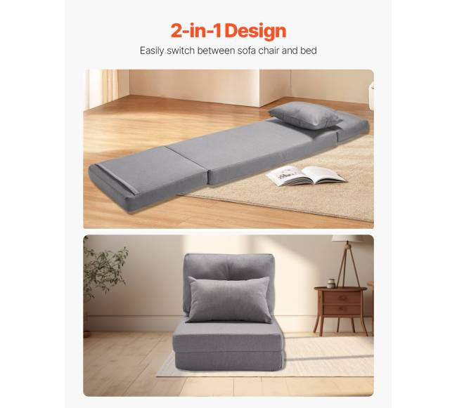 Pilkas konvertuojamas fotelis-lova su 5 pozicijomis4