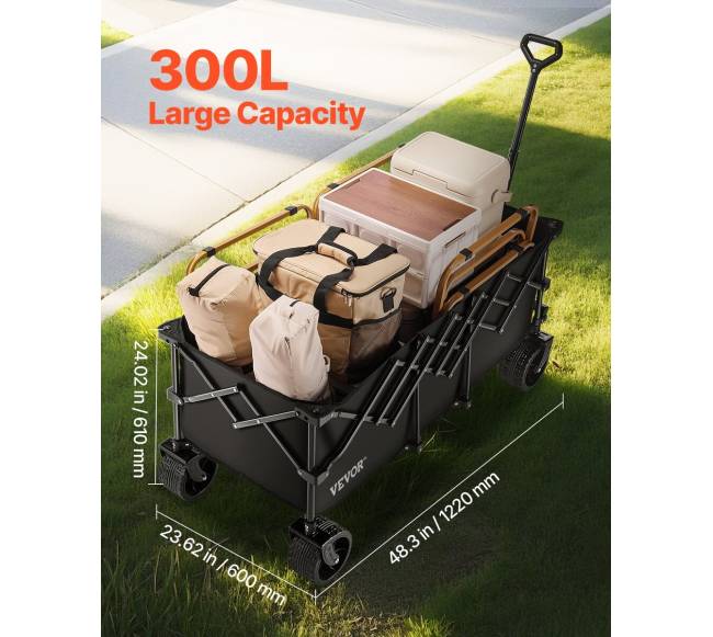 Sulankstomas vežimėlis 300L 204kg sodo vežimėlis1