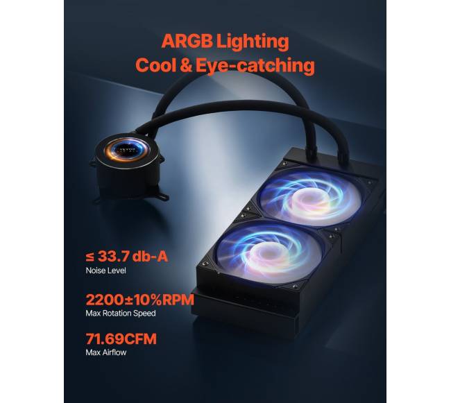 CPU skysčio aušintuvas su ARGB apšvietimu3