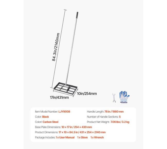 Vejos lyginimo grėblys 198 cm su rankena6