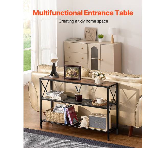 Siauros konsolės sofa su 3 lentynomis1