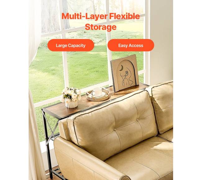 Siauros konsolės sofa su 3 lentynomis4