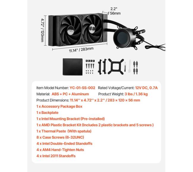 Vandens aušintuvas su 120 mm ventiliatoriais Intel AMD5