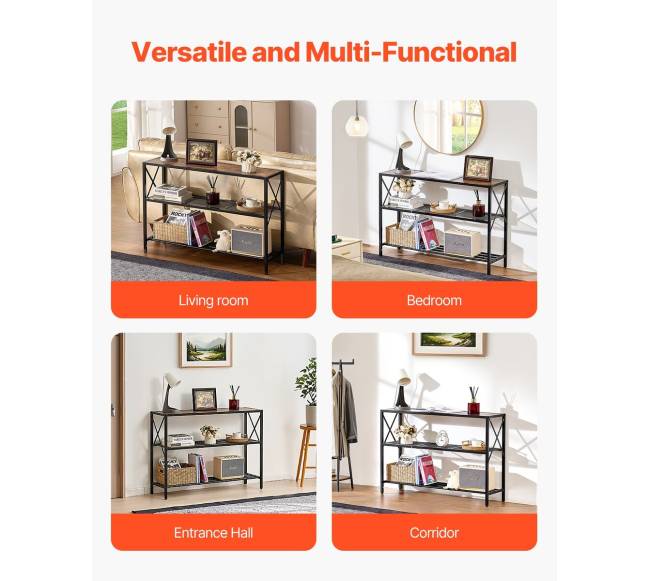 Siauros konsolės sofa su 3 lentynomis6