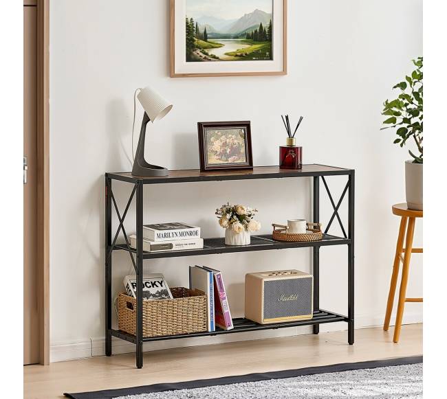 Siauros konsolės sofa su 3 lentynomis7