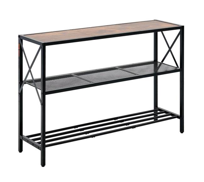 Siauros konsolės sofa su 3 lentynomis8