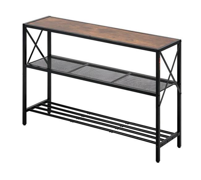 Siauros konsolės sofa su 3 lentynomis9