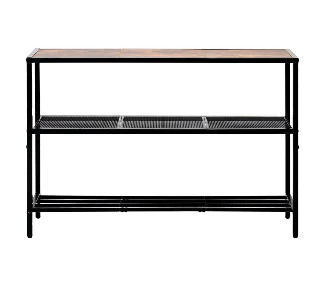 Siauros konsolės sofa su 3 lentynomis10