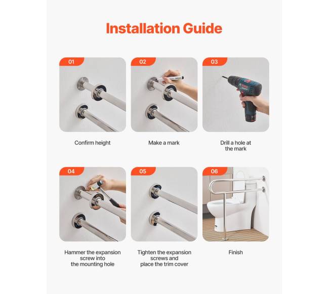 Tualeto turėklas su atrama 80 cm plieninis3