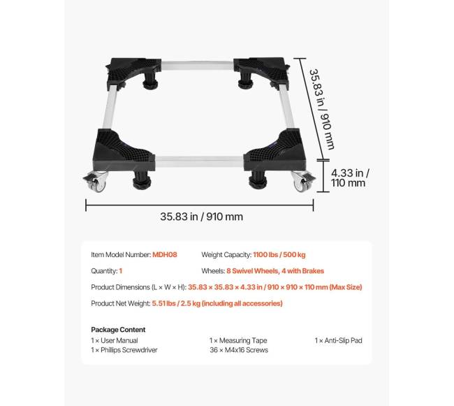 Šaldytuvo stovas reguliuojamas 500 kg pagrindas6