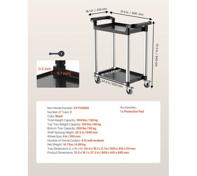 Dviejų aukštų vežimėlis su ratukais6