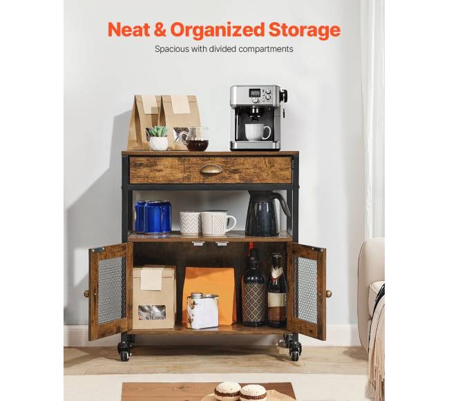 Kavos baro spintelė su ratukais ir tinklo durimis4