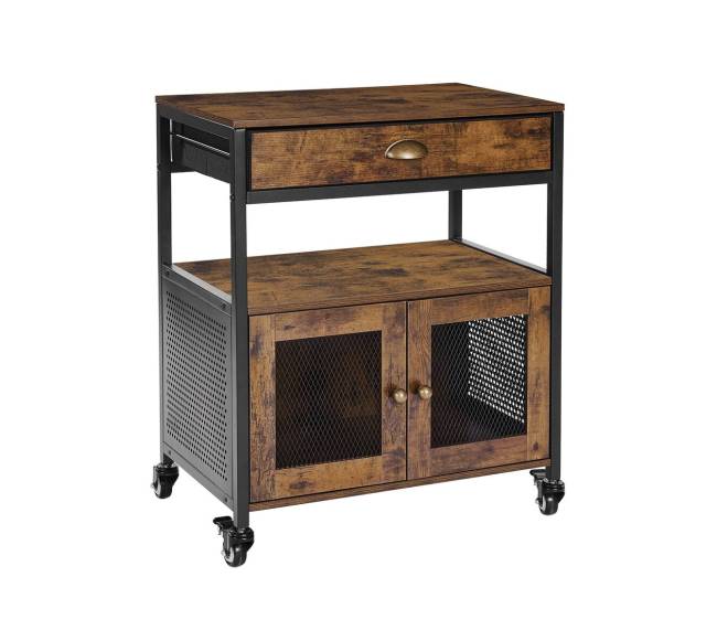 Kavos baro spintelė su ratukais ir tinklo durimis8