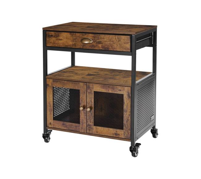 Kavos baro spintelė su ratukais ir tinklo durimis10