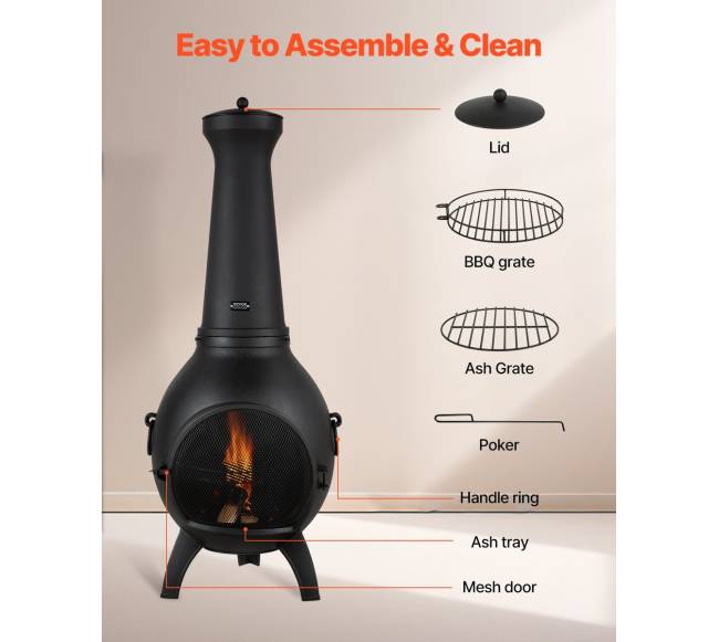 56 cm lauko aliuminė kaminė su kepsnine1