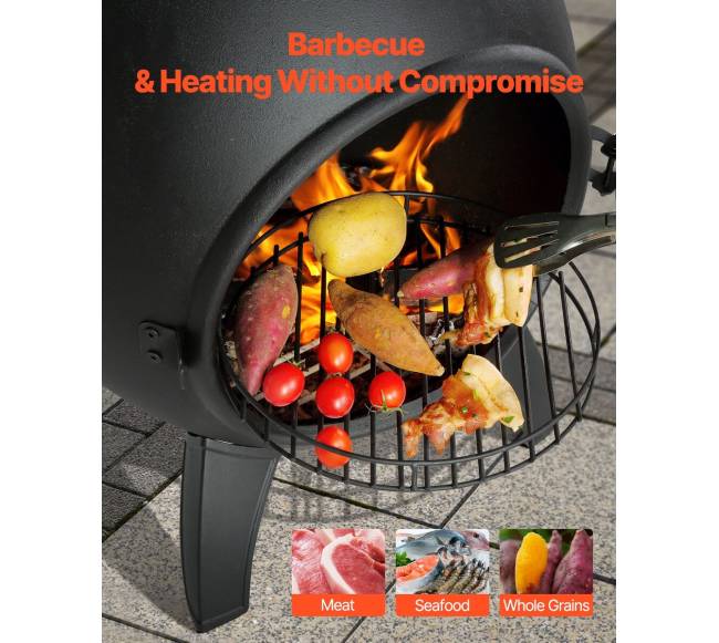 56 cm lauko aliuminė kaminė su kepsnine4