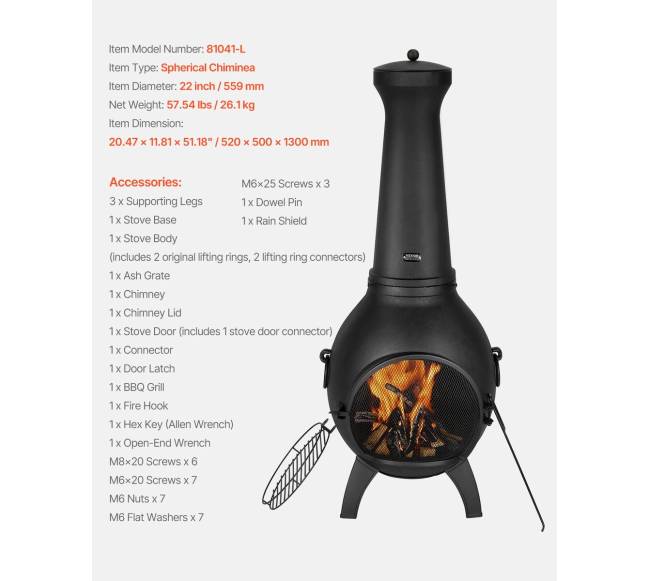 56 cm lauko aliuminė kaminė su kepsnine6