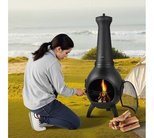 56 cm lauko aliuminė kaminė su kepsnine7