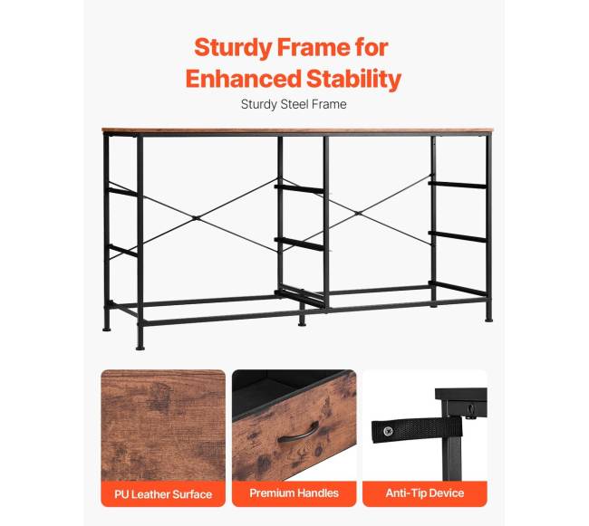 ruda komoda su 6 stalčiais ir plieniniu rėmu4