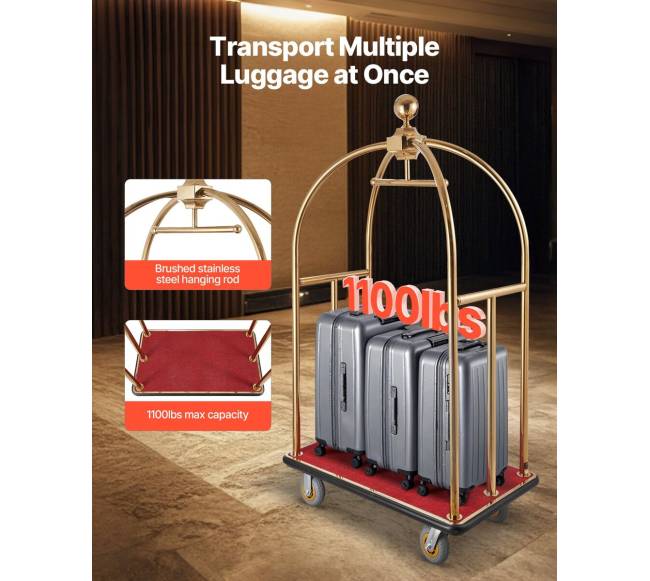 Viešbučio bagažo vežimėlis 500 kg nerūdijantis plienas1