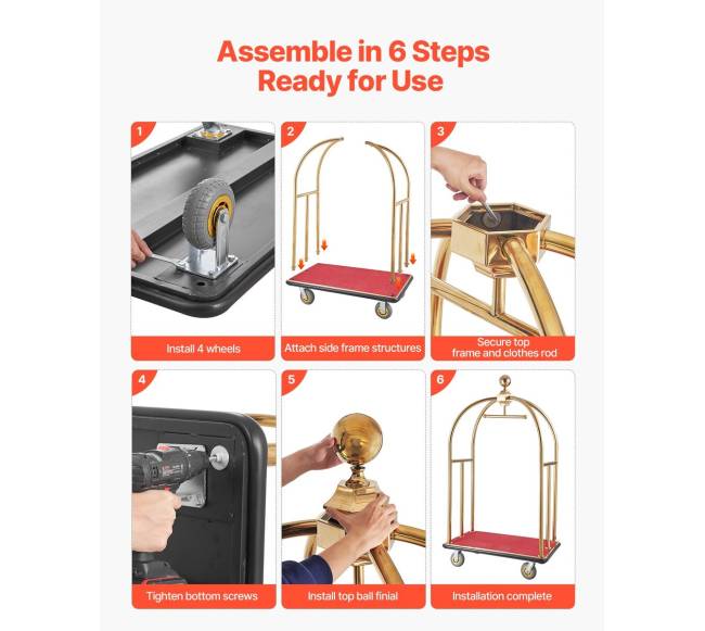 Viešbučio bagažo vežimėlis 500 kg nerūdijantis plienas5