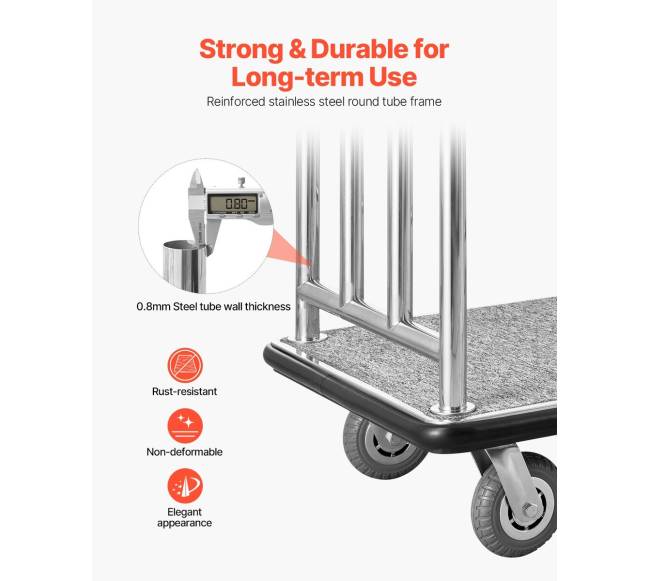 Viešbučio bagažo vežimėlis su nuimamu rėmu2