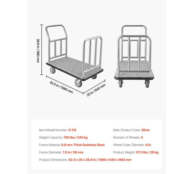 Viešbučio bagažo vežimėlis su nuimamu rėmu6