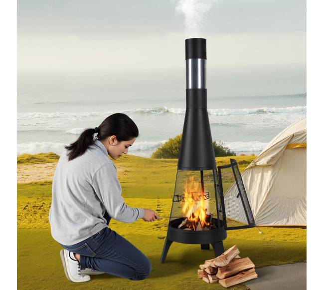 Lauko židinys su grilio tinkleliu ir kaminu7