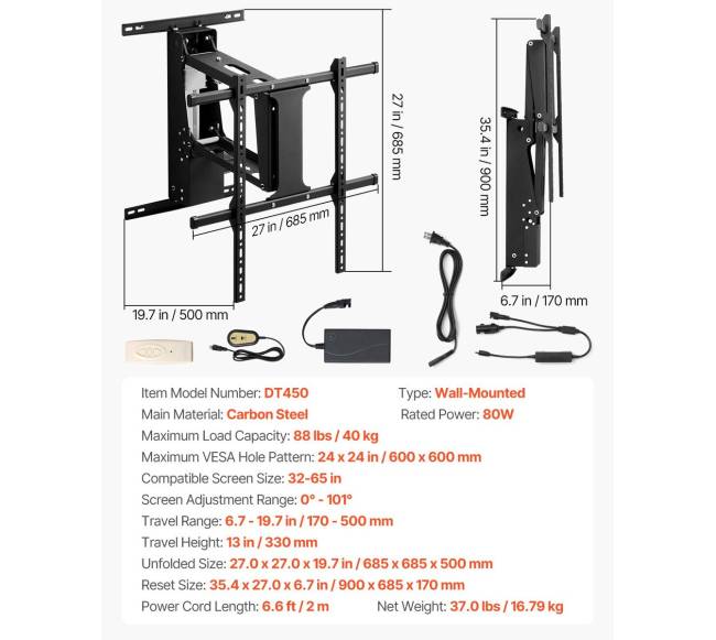 Elektrinis TV sieninis laikiklis, 32-65 in6
