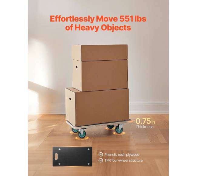 Baldų vežimėlis su 4 tyliais ratais, 250 kg1