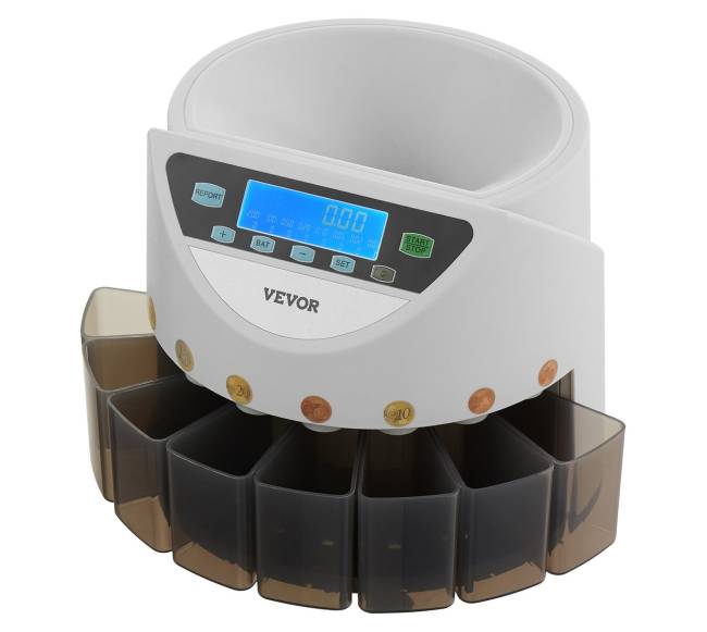 Euro monetų rūšiuoklė su LCD ekranu0