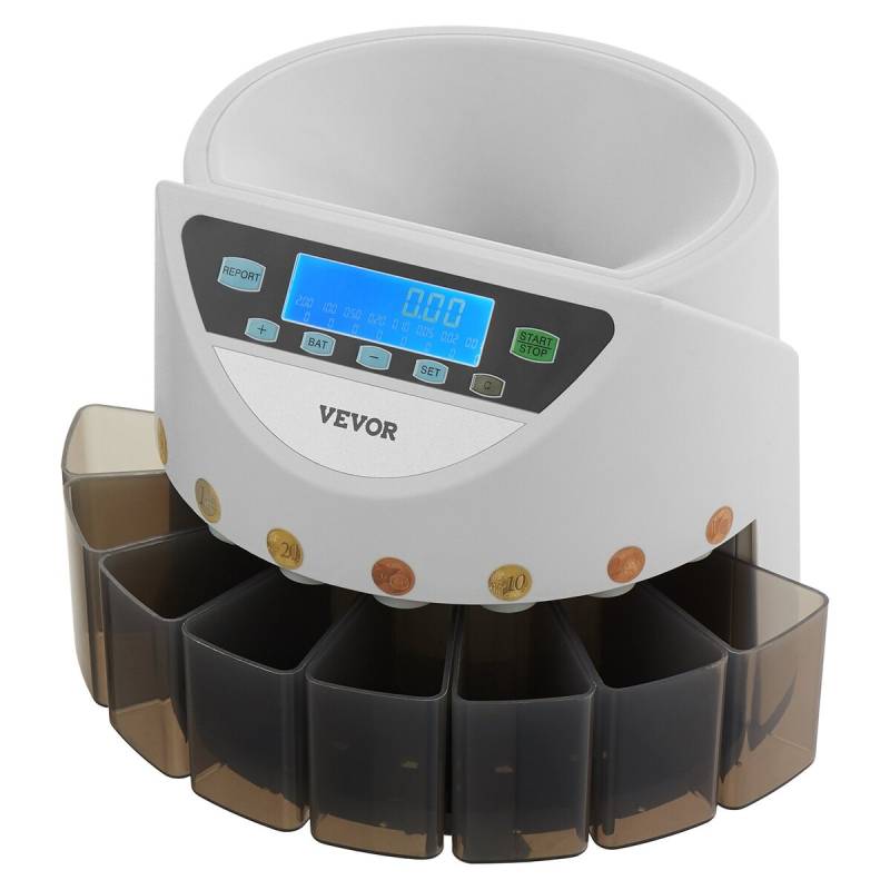 Euro monetų rūšiuoklė su LCD ekranu0