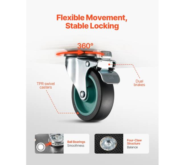 Baldų vežimėlis su 4 tyliais ratais, 250 kg2