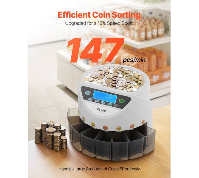 Euro monetų rūšiuoklė su LCD ekranu1