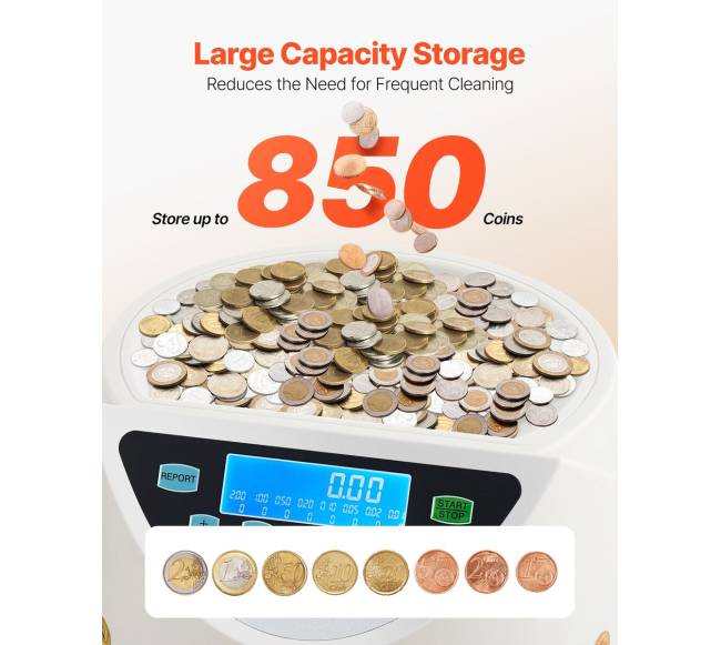 Euro monetų rūšiuoklė su LCD ekranu2